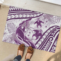 Purple Polynesia Rubber Doormat Polynesian Turtle Shark Tattoo Tropical Vintage
