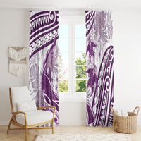 Purple Polynesia Window Curtain Polynesian Turtle Shark Tattoo Tropical Vintage