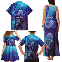 Polynesia Jellyfish Memorial Personalised Family Matching Tank Maxi Dress and Hawaiian Shirt Infinity Jellies Polynesian Pattern