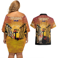 Australia And New Zealand ANZAC Couples Matching Off Shoulder Short Dress and Hawaiian Shirt Aussie Kangaroo With Aotearoa Kiwi Lest We Forget LT14 - Polynesian Pride