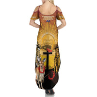 Australia And New Zealand ANZAC Summer Maxi Dress Aussie Kangaroo With Aotearoa Kiwi Lest We Forget LT14 - Polynesian Pride