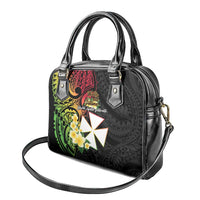 Wallis and Futuna Victory Day Shoulder Handbag Liberty Equality Fraternity Polynesian Plumeria