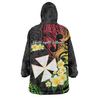 Wallis and Futuna Victory Day Wearable Blanket Hoodie Liberty Equality Fraternity Polynesian Plumeria