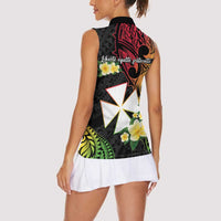 Wallis and Futuna Victory Day Women Sleeveless Polo Shirt Liberty Equality Fraternity Polynesian Plumeria