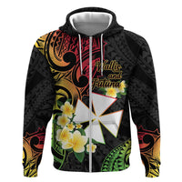 Wallis and Futuna Victory Day Zip Hoodie Liberty Equality Fraternity Polynesian Plumeria
