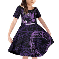Personalised Fibromyalgia Awareness Month Family Matching Off Shoulder Short Dress and Hawaiian Shirt Fibro Warrior Strength In Every Struggle