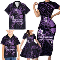 Personalised Fibromyalgia Awareness Month Family Matching Short Sleeve Bodycon Dress and Hawaiian Shirt Fibro Warrior Strength In Every Struggle