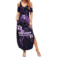 Personalised Fibromyalgia Awareness Month Family Matching Summer Maxi Dress and Hawaiian Shirt Fibro Warrior Strength In Every Struggle