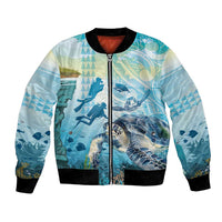 Personalized Snorkeling Hawaii Bomber Jacket Ocean Lover Hawaiian Kakau Honu Turtle
