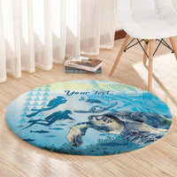 Personalized Snorkeling Hawaii Round Carpet Ocean Lover Hawaiian Kakau Honu Turtle