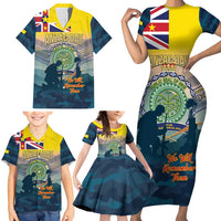 Niue ANZAC Day Family Matching Short Sleeve Bodycon Dress and Hawaiian Shirt We Will Remember Them Camouflage Style