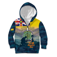 Niue ANZAC Day Kid Hoodie We Will Remember Them Camouflage Style