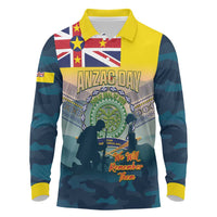 Niue ANZAC Day Long Sleeve Polo Shirt We Will Remember Them Camouflage Style