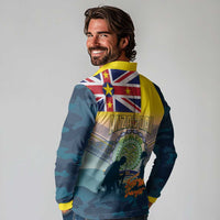 Niue ANZAC Day Long Sleeve Polo Shirt We Will Remember Them Camouflage Style