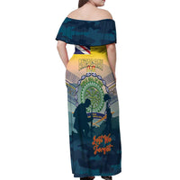 Niue ANZAC Day Off Shoulder Maxi Dress We Will Remember Them Camouflage Style