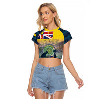 Niue ANZAC Day Raglan Cropped T Shirt We Will Remember Them Camouflage Style