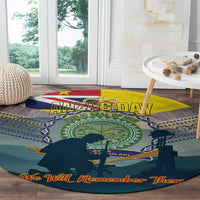 Niue ANZAC Day Round Carpet We Will Remember Them Camouflage Style