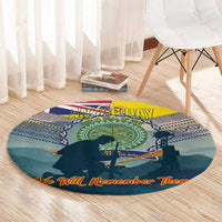 Niue ANZAC Day Round Carpet We Will Remember Them Camouflage Style