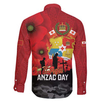 Tonga ANZAC Day Family Matching Off Shoulder Short Dress and Hawaiian Shirt Ngatu Pattern We Will Remember Them