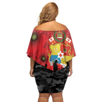 Tonga ANZAC Day Family Matching Off Shoulder Short Dress and Hawaiian Shirt Ngatu Pattern We Will Remember Them