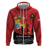 Tonga ANZAC Day Hoodie Ngatu Pattern We Will Remember Them