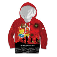 Tonga ANZAC Day Kid Hoodie Ngatu Pattern We Will Remember Them