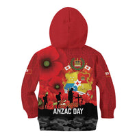 Tonga ANZAC Day Kid Hoodie Ngatu Pattern We Will Remember Them