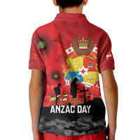 Tonga ANZAC Day Kid Polo Shirt Ngatu Pattern We Will Remember Them