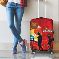 Tonga ANZAC Day Luggage Cover Ngatu Pattern We Will Remember Them