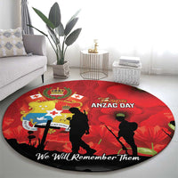 Tonga ANZAC Day Round Carpet Ngatu Pattern We Will Remember Them
