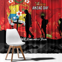 Tonga ANZAC Day Window Curtain Ngatu Pattern We Will Remember Them