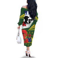 Cook Islands ANZAC Day Family Matching Off The Shoulder Long Sleeve Dress and Hawaiian Shirt Last Post Lest We Forget LT14 - Polynesian Pride