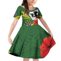 Cook Islands ANZAC Day Family Matching Off Shoulder Short Dress and Hawaiian Shirt Last Post Lest We Forget
