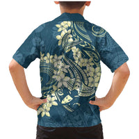 Cyan Polynesia Hammerhead Shark Tattoo With Plumeria Lei Family Matching Mermaid Dress and Hawaiian Shirt LT14 - Polynesian Pride