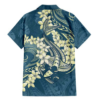 Cyan Polynesia Hammerhead Shark Tattoo With Plumeria Lei Family Matching Mermaid Dress and Hawaiian Shirt LT14 - Polynesian Pride