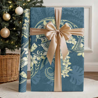 Cyan Polynesia Hammerhead Shark Tattoo With Plumeria Lei Wrapping Paper - Polynesian Pride