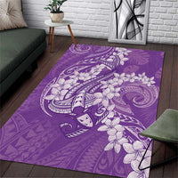 Purple Polynesia Hammerhead Shark Tattoo With Plumeria Lei Area Rug