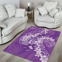 Purple Polynesia Hammerhead Shark Tattoo With Plumeria Lei Area Rug