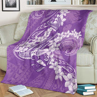 Purple Polynesia Hammerhead Shark Tattoo With Plumeria Lei Blanket