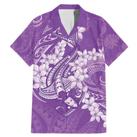 Purple Polynesia Hammerhead Shark Tattoo With Plumeria Lei Family Matching Mermaid Dress and Hawaiian Shirt