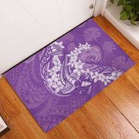 Purple Polynesia Hammerhead Shark Tattoo With Plumeria Lei Rubber Doormat
