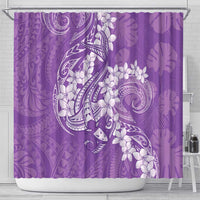 Purple Polynesia Hammerhead Shark Tattoo With Plumeria Lei Shower Curtain