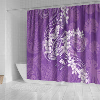 Purple Polynesia Hammerhead Shark Tattoo With Plumeria Lei Shower Curtain