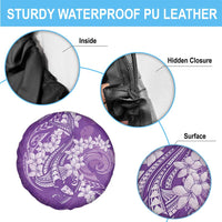 Purple Polynesia Hammerhead Shark Tattoo With Plumeria Lei Spare Tire Cover