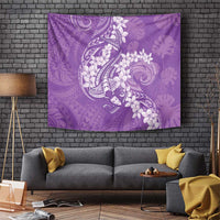Purple Polynesia Hammerhead Shark Tattoo With Plumeria Lei Tapestry