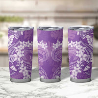 Purple Polynesia Hammerhead Shark Tattoo With Plumeria Lei Tumbler Cup