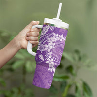 Purple Polynesia Hammerhead Shark Tattoo With Plumeria Lei Tumbler With Handle