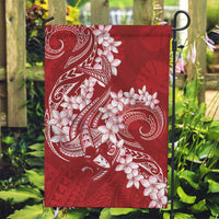 Red Polynesia Hammerhead Shark Tattoo With Plumeria Lei Garden Flag