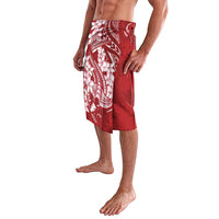 Red Polynesia Hammerhead Shark Tattoo With Plumeria Lei Lavalava