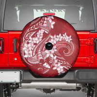 Red Polynesia Hammerhead Shark Tattoo With Plumeria Lei Spare Tire Cover
